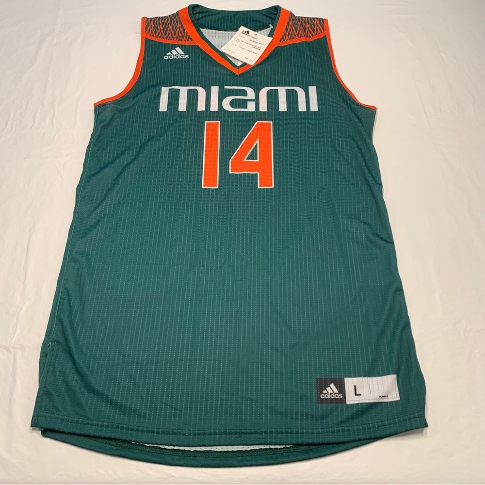 Adidas Miami Hurricanes Walsh #14 Basketball Jersey Men’s Large New